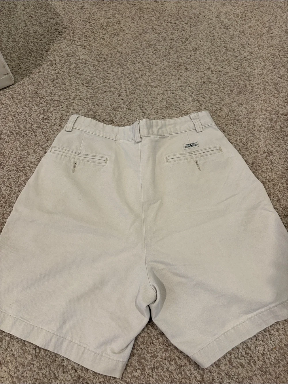Vintage Polo by Ralph Lauren Cream Flat-Front Chino Shorts